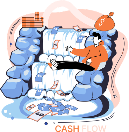 Business investment with cash flow  Illustration