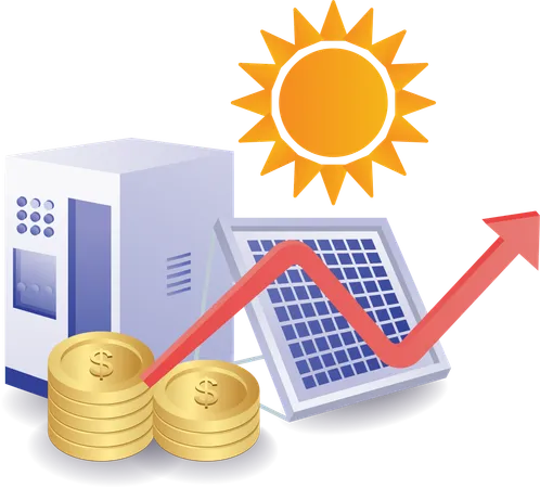 Business investment with solar panel energy  Illustration