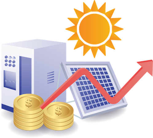 Business investment with solar panel energy  Illustration