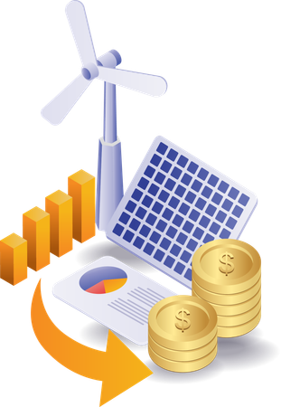 Business investment with solar panel technology  Illustration