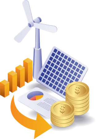 Business Investment With Solar Panel Technology Illustration