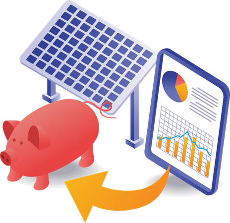 Business investment with solar panels  Illustration