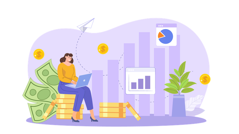 Business investor doing analysis  Illustration