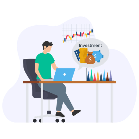 Business investor doing data analysis  Illustration