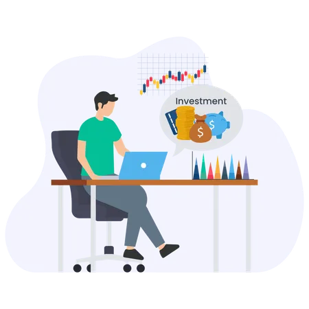 Business investor doing data analysis  Illustration