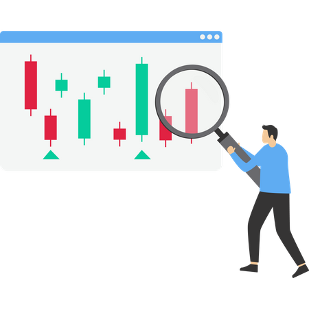 Business investor doing research market trend  Illustration