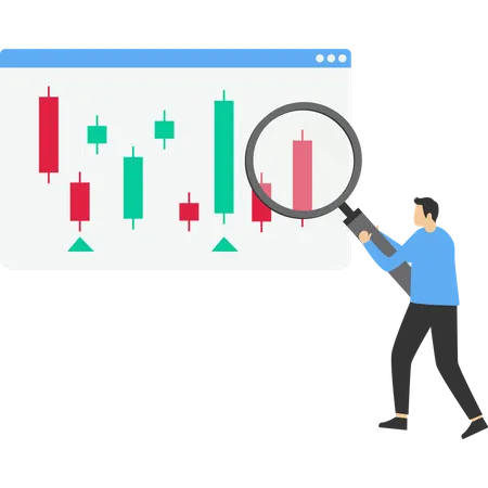 Business investor doing research market trend  Illustration