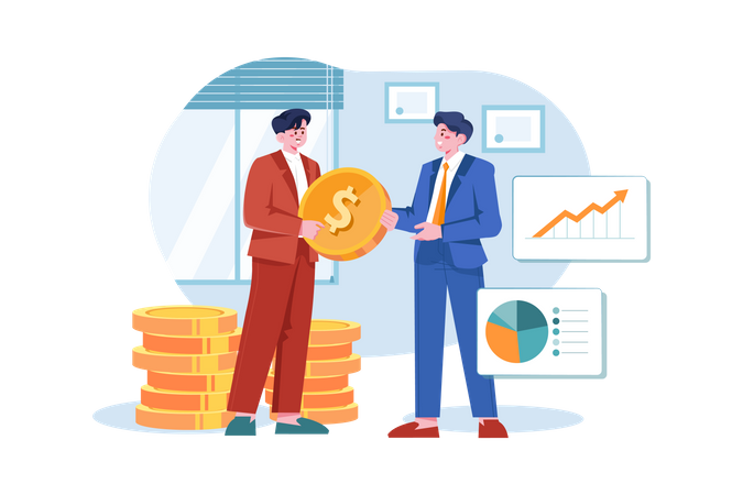 Business Investor giving finance to business CEO  Illustration