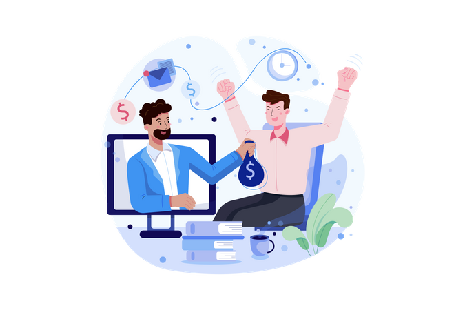Business Investor giving finance to business ceo  Illustration