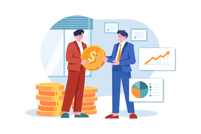 Business Investor giving finance to business CEO  Illustration