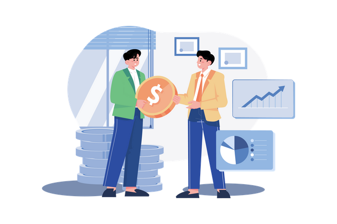 Business Investor giving finance to business CEO  Illustration