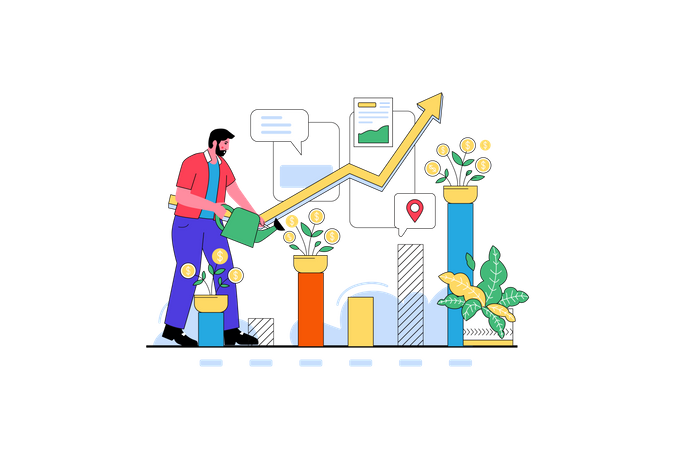 Business-Investor und Diagramm  Illustration