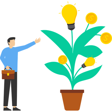 Business investor with Money and Light Bulb  Illustration