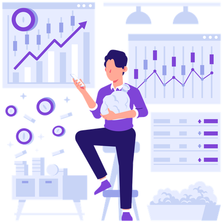 Business investor working on investment  Illustration