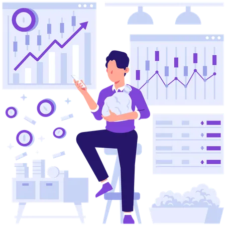 Business investor working on investment  Illustration