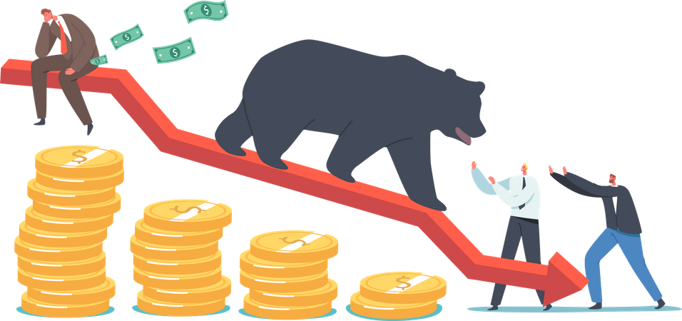 Business Investors Trying to Stop Stock Market at Crisis  Illustration