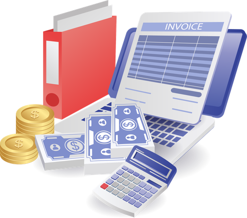 Business invoice data administration information  Illustration