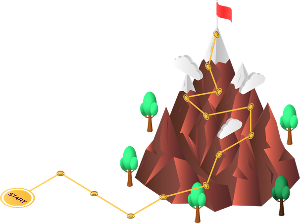 Business journey route to success target  Illustration