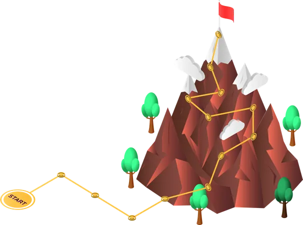 Business journey route to success target  Illustration