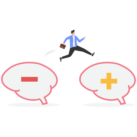 Business jumping on to positive thoughts  Illustration