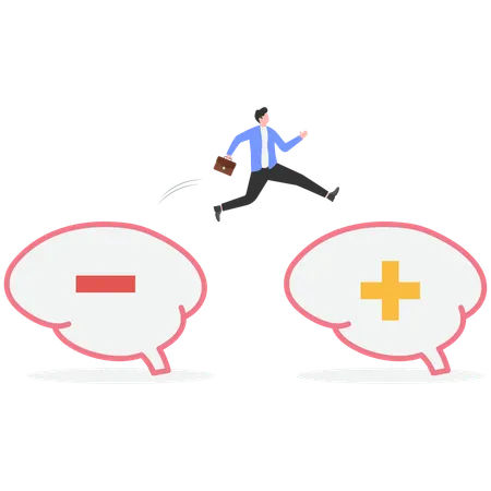 Business jumping on to positive thoughts  Illustration