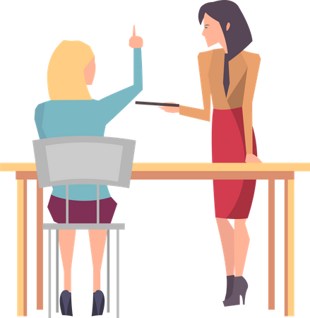 Business ladies discussing business work  Illustration
