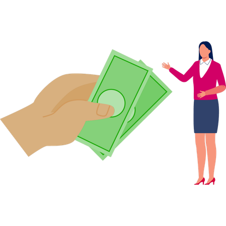 Business lady discussing about dollar cash  Illustration