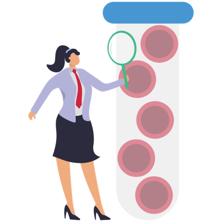 Business lady doing blood cell research at Blood laboratory  Illustration