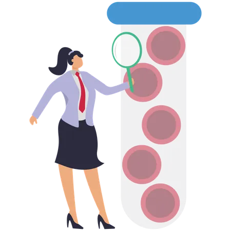 Business lady doing blood cell research at Blood laboratory  Illustration