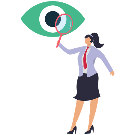 Business lady doing eye research  Illustration