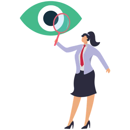 Business lady doing eye research  Illustration