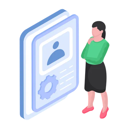 Business lady doing profile management  Illustration