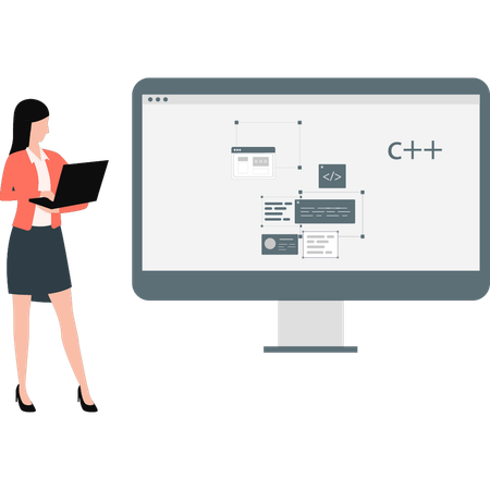 Business lady explaining web programming  Illustration