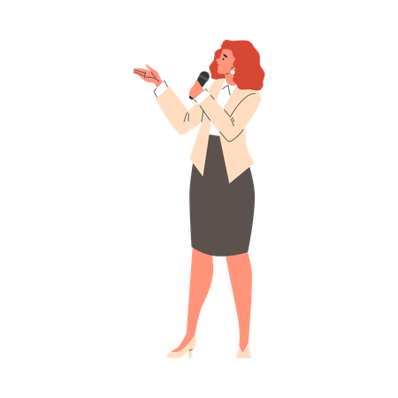 Business lady giving motivational speech  Illustration