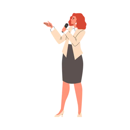 Business lady giving motivational speech  Illustration