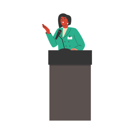 Business lady giving speech  Illustration
