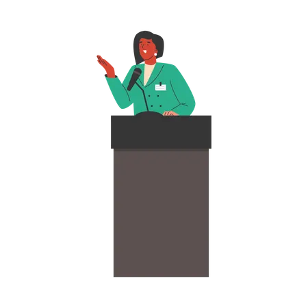 Business lady giving speech  Illustration