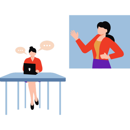 Business lady is attending online meeting  Illustration