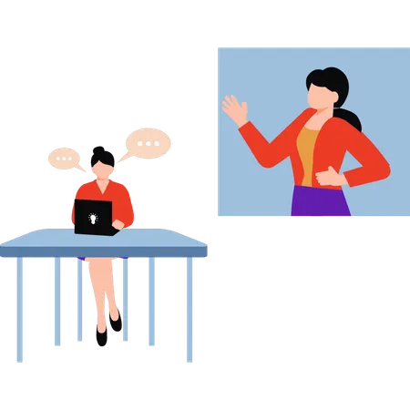 A Girl Is Having A Meeting From Remote Work Illustration
