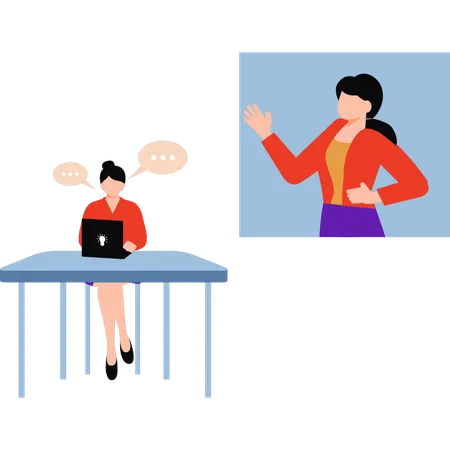 Business lady is attending online meeting  Illustration