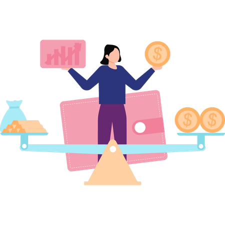 Business lady is balancing her finances  Illustration