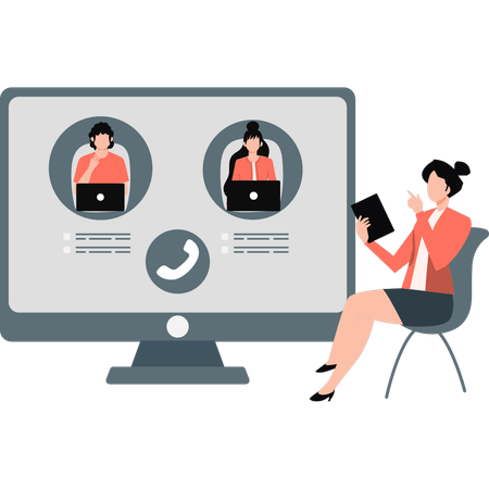 Business lady is calling interview candidate  Illustration