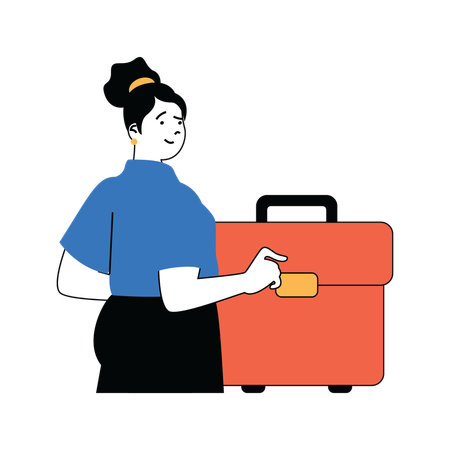 Business lady is carrying office bag  Illustration