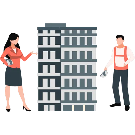 Business lady is discussing real stat building  Illustration