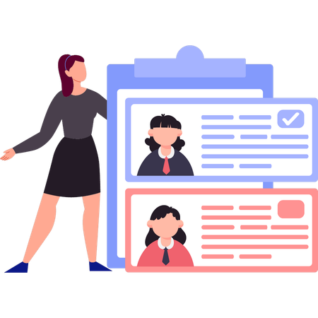 Business lady is selecting candidate  Illustration