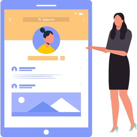 Business lady is showing employees profile  Illustration