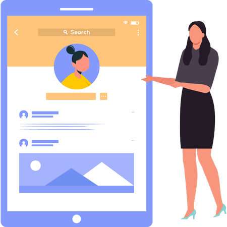 Business lady is showing employees profile  Illustration