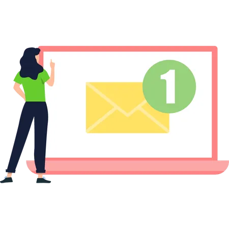 Business lady is viewing at unread email  Illustration