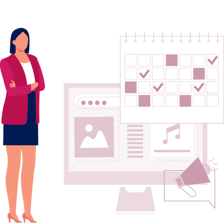 Business lady making business meeting calendar  Illustration