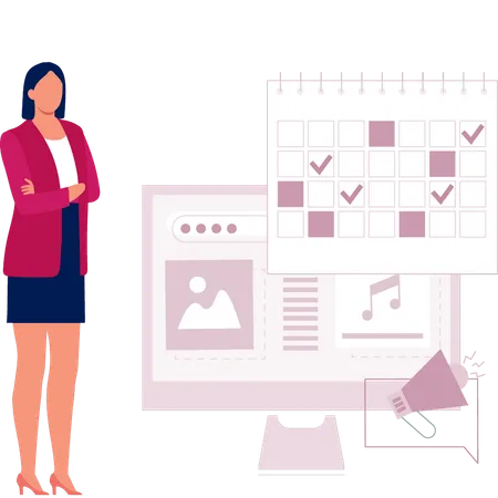 Business lady making business meeting calendar  Illustration